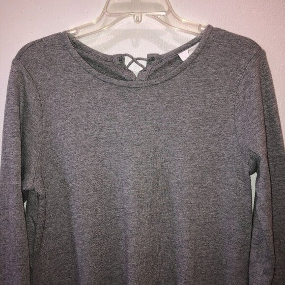J Jill Womens Medium Gray Long Sleeve Pockets Lace Up Back Knit Dress Size M - Picture 5 of 10